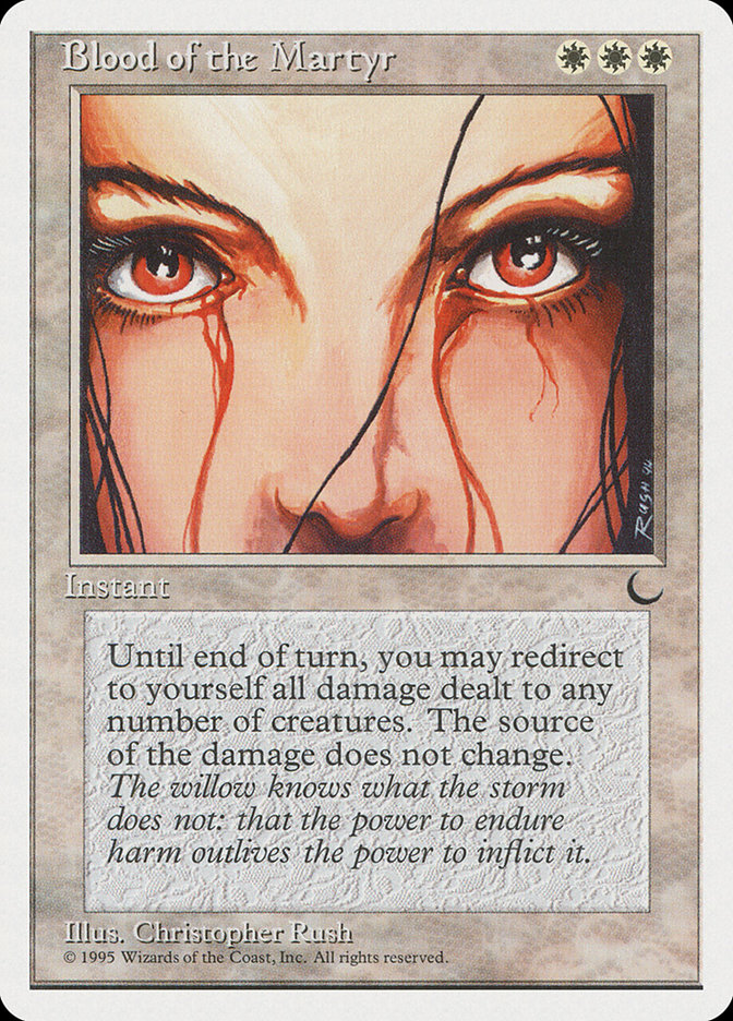 Tazildayah's tweet photo. @JonathanYMusic Blood of the martyr can be fun in a Saskia deck. When they block you, redirect the damage dealt to their creatures to yourself, it's still combat damage dealt to a player, which means Saskia triggers. https://t.co/GT0xTaRsWh
