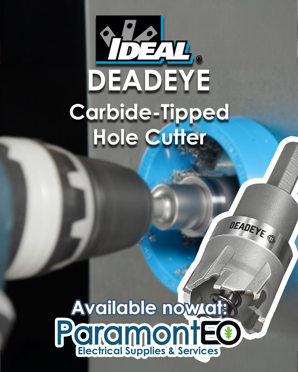 ParamontEO's tweet image. Make cutting through the toughest metals a breeze with the Carbide-Tipped 1-1/8" DEADEYE Bit from @IDEAL Electrical Order now through your sales person or DM us directly!

#CarbideTipped #HoleSaw #Carbide