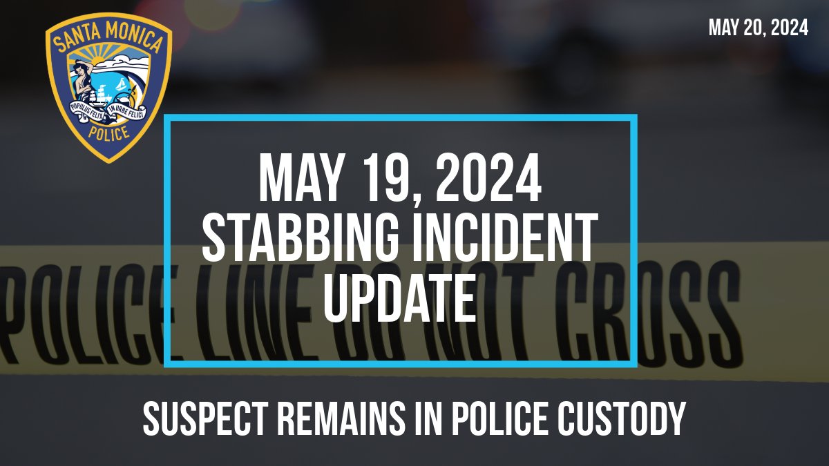 On Sunday, May 19, 2024 at approximately 8:00PM, SMPD responded to the 1500 block of 4th Street near Parking Structure #7 for a reported stabbing. Officers determined the suspect, 29-year-old Larry Ameyal Cedeno, in an unprovoked incident, assaulted three individuals. Two victims