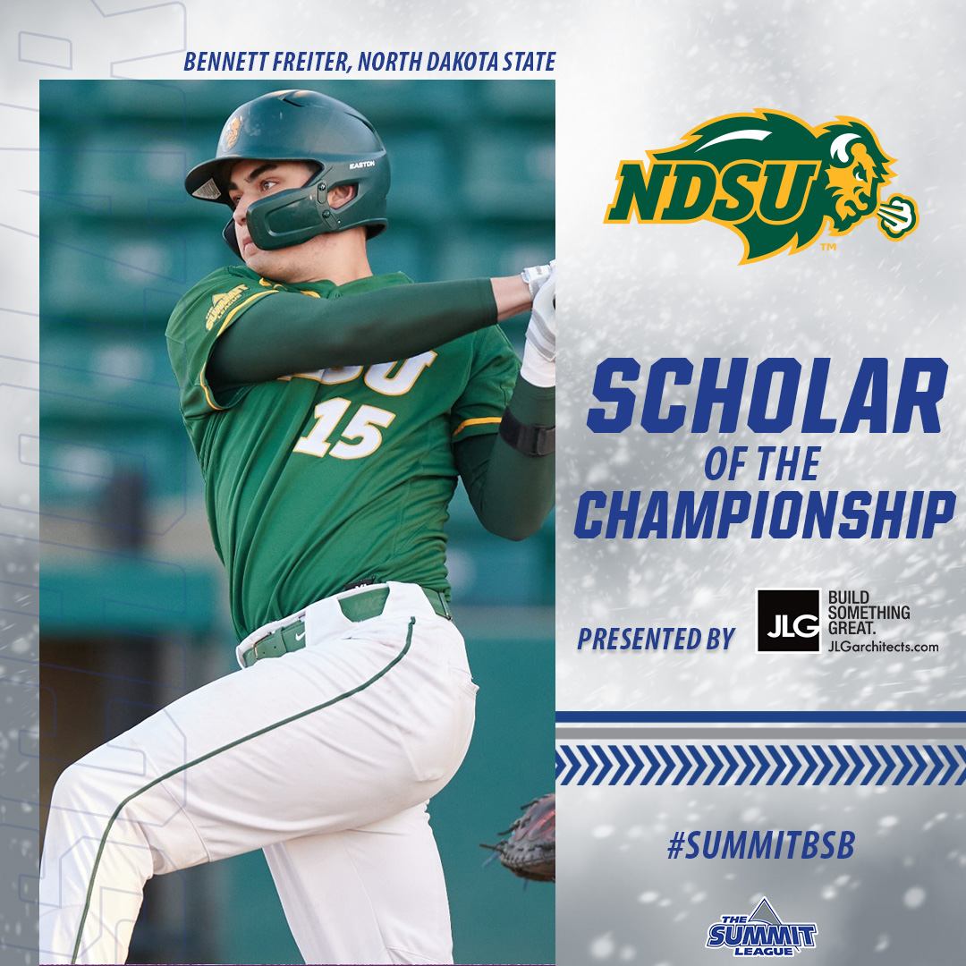 Your 2024 #SummitBSB Scholar of the Championship presented by <a href="/JLGArchitects/">JLG Architects</a> is <a href="/NDSUbaseball/">NDSU Baseball</a>'s Bennett Freiter!

Bennett is an Electrical Engineering major with a 4.0 cumulative GPA 👏 

#ReachTheSummit
