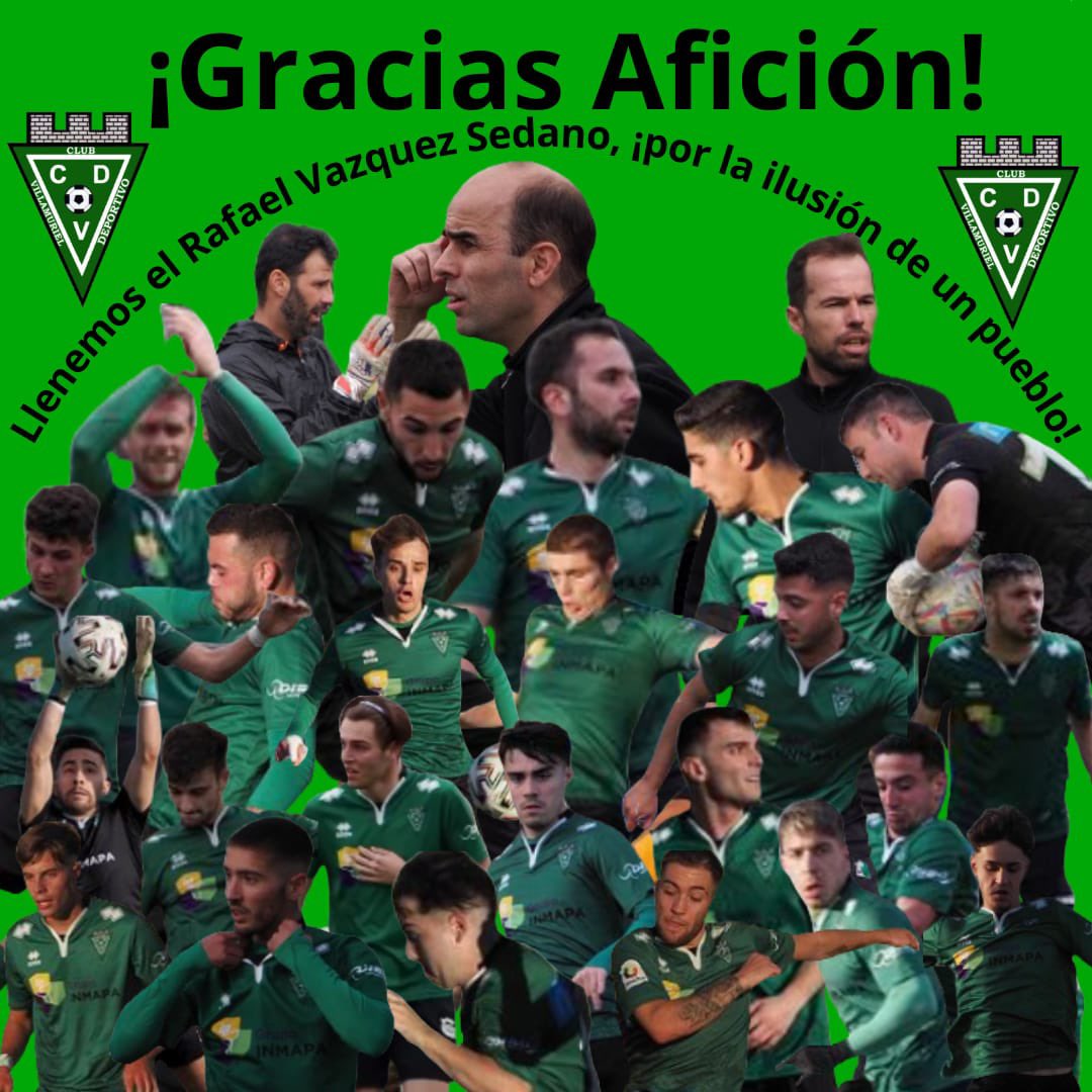 Gracias Afición este próximo sábado os esperamos a todos para llevar al equipo en volandas a por la victoria 💚💚💪🏻💪🏻⚽️⚽️