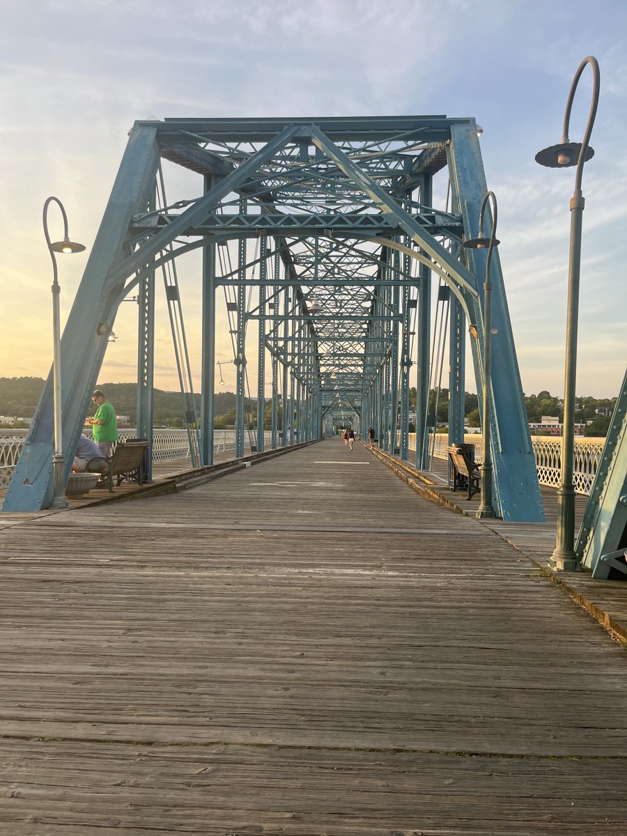 Bliss: Walnut Street Pedestrian Bridge at Sunset, Chattanooga, TN  ⁦@MayorTimKelly⁩, image size:900x1200