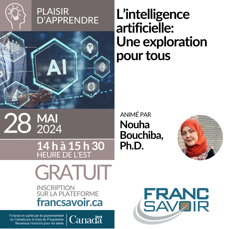 FAAFC_ca's tweet photo. #francsavoir
Rejoignez-nous le 28 mai pour une aventure dans l'avenir de la technologie, où curiosité et connaissance se rencontrent.  Votre voyage vers la compréhension de l'IA commence ici!🤖🖥 
Plus de détails et inscription ici :https://t.co/Euz5czsmVn #plaisirdapprendre https://t.co/xtZBqhiKTC