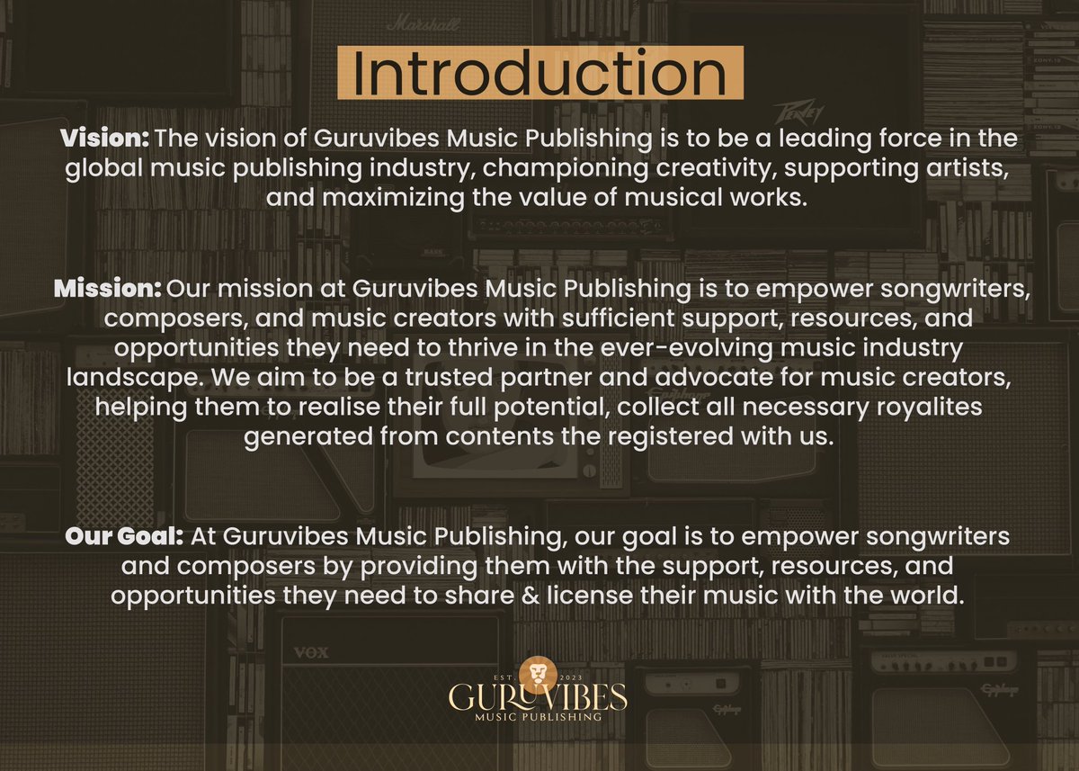 Guruvibespub's tweet photo. we champion creativity &amp; authentic artistic expression  in the global music publishing industry, supporting artists and maximizing the value of musical works.

#guruvibesmusicgroup #guruvibesmusicpublishing #distrobyguruvibes #lucianoguguo #musiclabel https://t.co/hvjtAQPPNQ