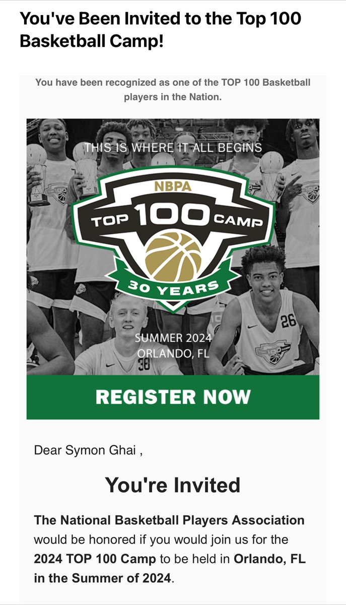 Congrats @symon_ghai on earning an invite to the NBPA Top 100 camp! #WeWork4It