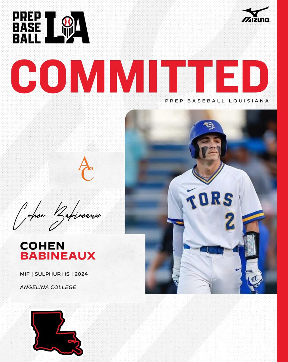 Congratulations to 2024 MIF Cohen Babineaux (Sulphur HS) on his commitment to Angelina College. #BeSeen

<a href="/prepbaseball/">Prep Baseball</a> | <a href="/AlexArmandPBR/">Alex Armand</a> 

👤 loom.ly/T5B0f9U