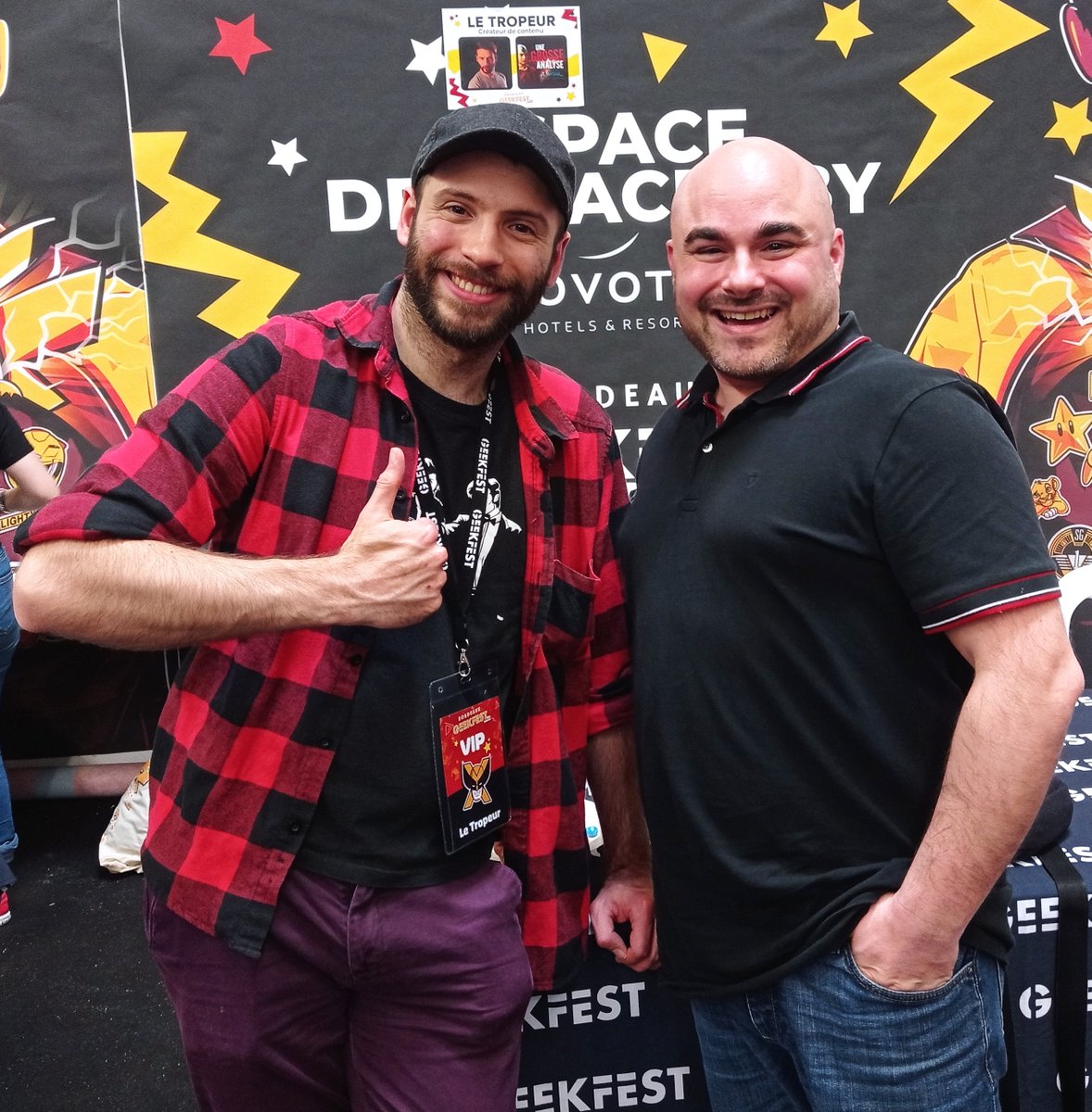 TGCGeek's tweet photo. Superbe journée ce samedi au BGF. Excellentes conférences dont celle de Vincent Grass, @PADG_officiel et Mimifé, voix exceptionnelles du doublage français, ou celle de Frédérick Raynal qui a créé de nombreux jeux de mon enfance, et belle rencontre du @LeTropeur , dont je suis fan https://t.co/IExqOWOqSD