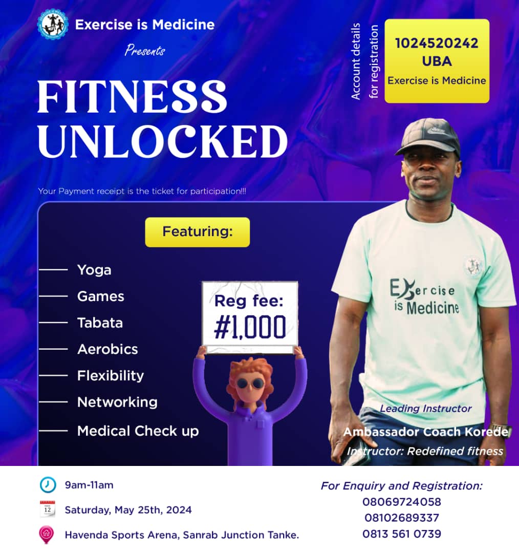 JattoQudus's tweet image. Let's get fitness.
Exercise is Medicine
#EIM
#ILORINFITNESS @InsideIlorin_NG #Tanke #CreateSafeSpaces #Fearless40