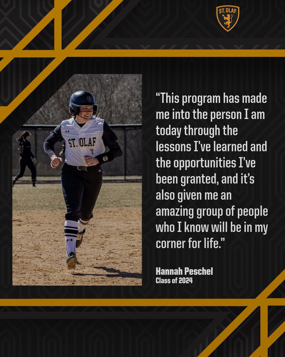StOlafSoftball's tweet photo. “I am so grateful and proud to have been a part of St. Olaf Softball these last four years. The time I’ve spent on and off the field with my teammates are memories I will cherish forever, and I’m truly going to miss going to battle with them each day.”
-Hannah Peschel 🫶🏼 https://t.co/IpuZg89LYA