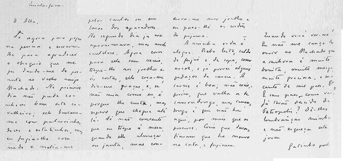 mdassisonline's tweet photo. Machado de Assis. Na carta dirigida à menina Alba de Araújo, filha de Fanny e Armando Araújo, seus amigos, Machado agradecia o presente: um gatinho preto. Como é carta de escritor (e dos bons), quem assina a carta não é Machado, mas o gato... https://t.co/lW3kFenOjW