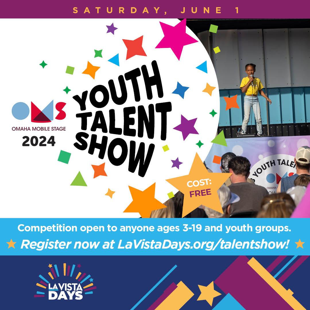 Catch these acts on the main stage at La Vista Days on Saturday, June 1: DJ Herricane Cole – 12-1:30 p.m. School of Rock – 2-3:30 p.m. Omaha Mobile Stage Youth Talent Show – 4-6 p.m. Thank you to our main stage sponsors Fitzgerald Schorr Attorneys, Papillion Sanitation and Weitz.