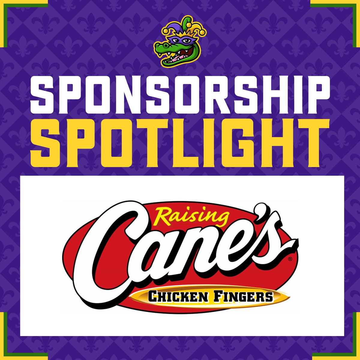 Thank you to the Raising Cane's for sponsoring the Gumbeaux Gators! 🐊⚾️

Say it with us, One Love! 1️⃣❤️

#gumbeauxgators #GeauxGators