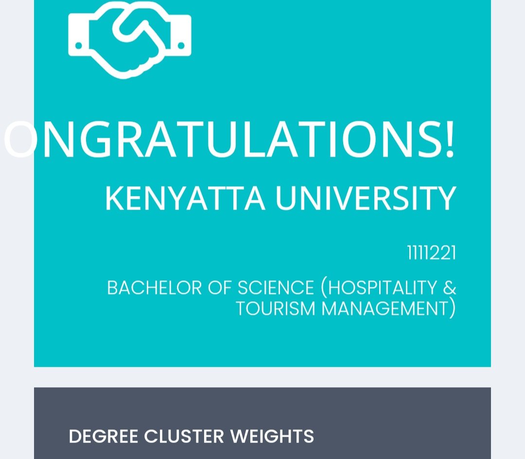 _James_K__'s tweet image. @KUCCPS_Official Very nice very nice. @KenyattaUni it is. Elimu ni nguvu.#KuccpsPlacement #KenyattaUniversity