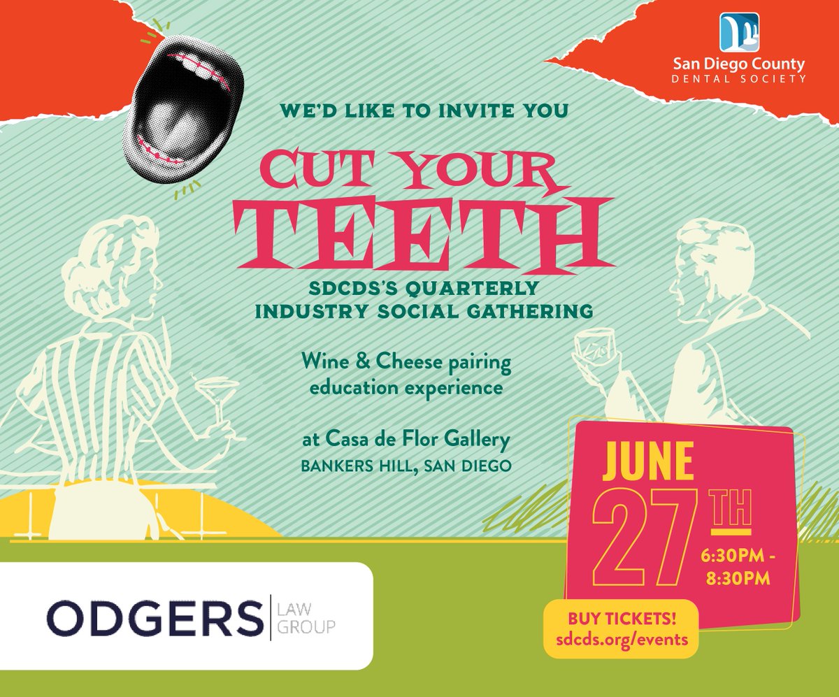 OdgersLaw's tweet photo. Come out and see us at the @SDDentalSociety Cut Your Teeth social gathering on June 27th! Get your tickets at https://t.co/Gaom17Xwlz https://t.co/XS4jp7dwyr