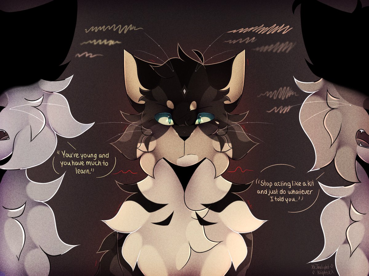 Jaylight_Night's tweet photo. More A Starless Clan Spoilers!!
✨Frostpaw and Podlight✨
mannn.. her family really sucks including her own uncle Podlight
Splashtail💦 I don’t think he doesn’t like been called “young”😬
#warriorcats #astarlessclan #frostpaw #podlight #splashtail #harelight #curlfeather https://t.co/kc71DRjFyd