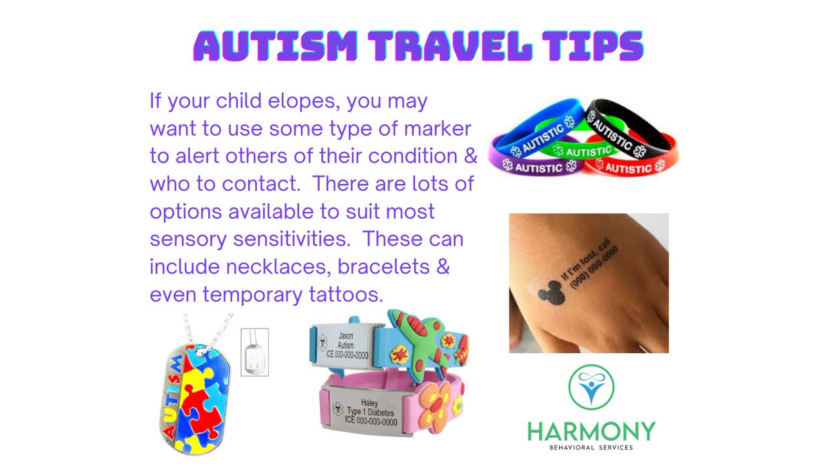 It's a good idea to have some type of alert accessory in case you & your child get separated while traveling. There are lots of options available.
#autism #autismawareness #autismacceptance #autismtraveltips #travelingwithautism #autismparents #autismmom #autismdad