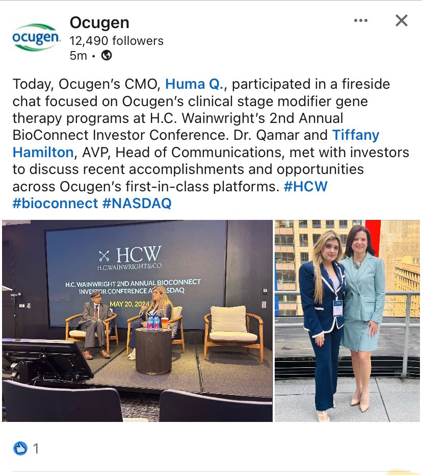 $OCGN @Ocugen H.C. Wainwright’s 2nd Annual BioConnect Investor Conference