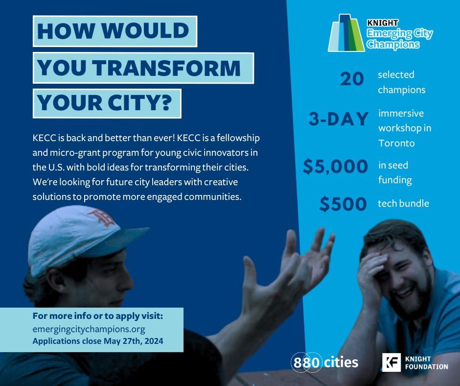 Did you know <a href="/ONLYinSJ/">Only in San José</a> got its start with this program!? #k880champs is back and better than ever! Do you have a bold idea for transforming your city? Applications are open 🎉

#EconomicOpportunity #DowntownRevitalization #NeighborhoodRevitalization #PublicSpace #CivicTech