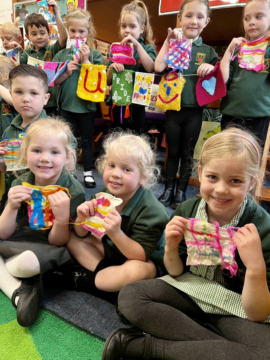 UrsulaHurstArt's tweet photo. A day full of #smiles at Warcop Primary school. Look at these amazing #WetFelted flags for the #kirkbystephen leg of the #DrawingHopeFlags project. Thanks everyone for making me feel so welcome.
#drawinghope #communityart
#warcopprimary @KSCommunityArts @PoemsPicturesP https://t.co/jGiJmp8xRo