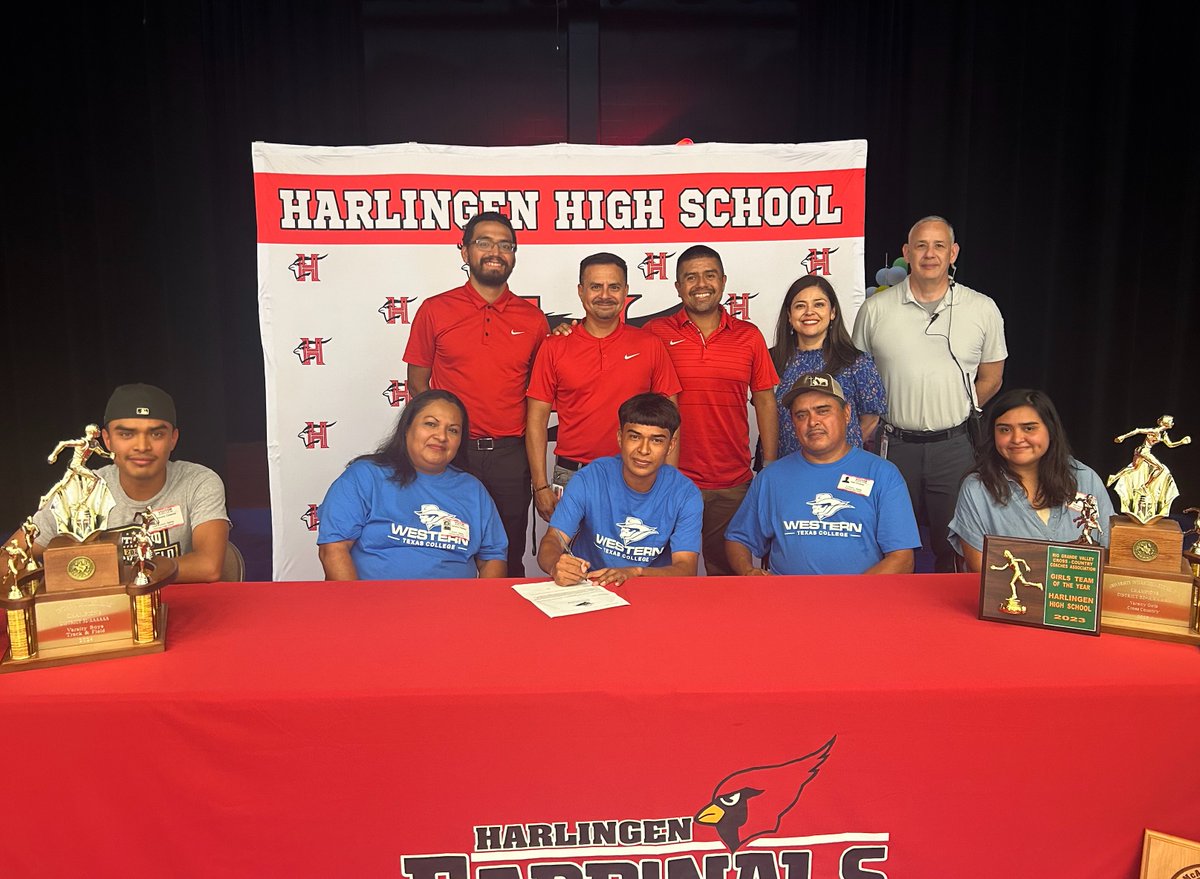 Big Congratulations to Harlingen High School student-athlete, Obel Cisneros, who just signed his letter of intent for the Western Texas College track and cross country team! We wish you all the best for next year!