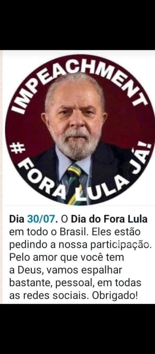 Vamos nos mobilizar !
Chega desse Elemento Ladrão senil quebrar o Brasil!
Fora Lula !
#voalula