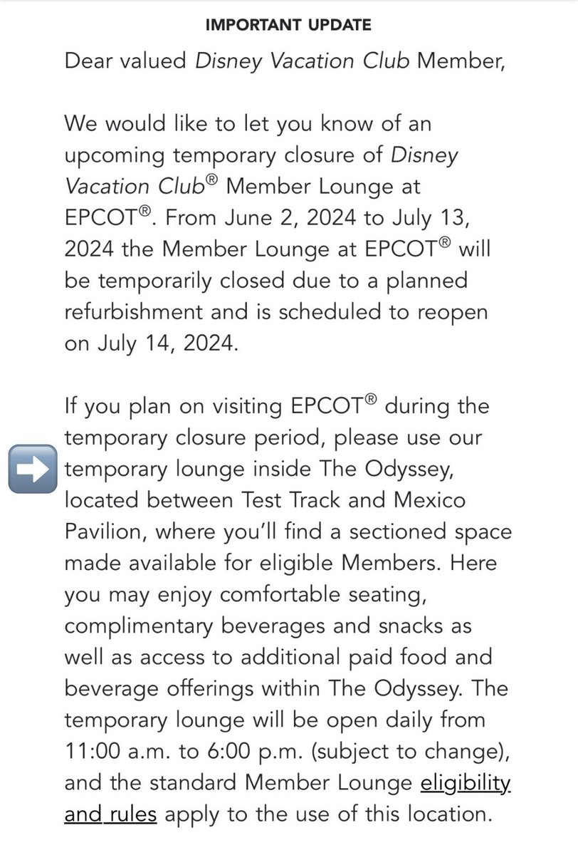 Temporary location of Epcot DVC lounge