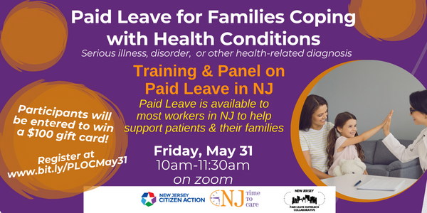 Do you work with patients or families facing a health diagnosis? Are you impacted by a serious health condition? Join us on Fri, May 31 at 10am for a training & panel discussion on #paidleave & challenges faced by those impacted by a health condition or a disease diagnosis