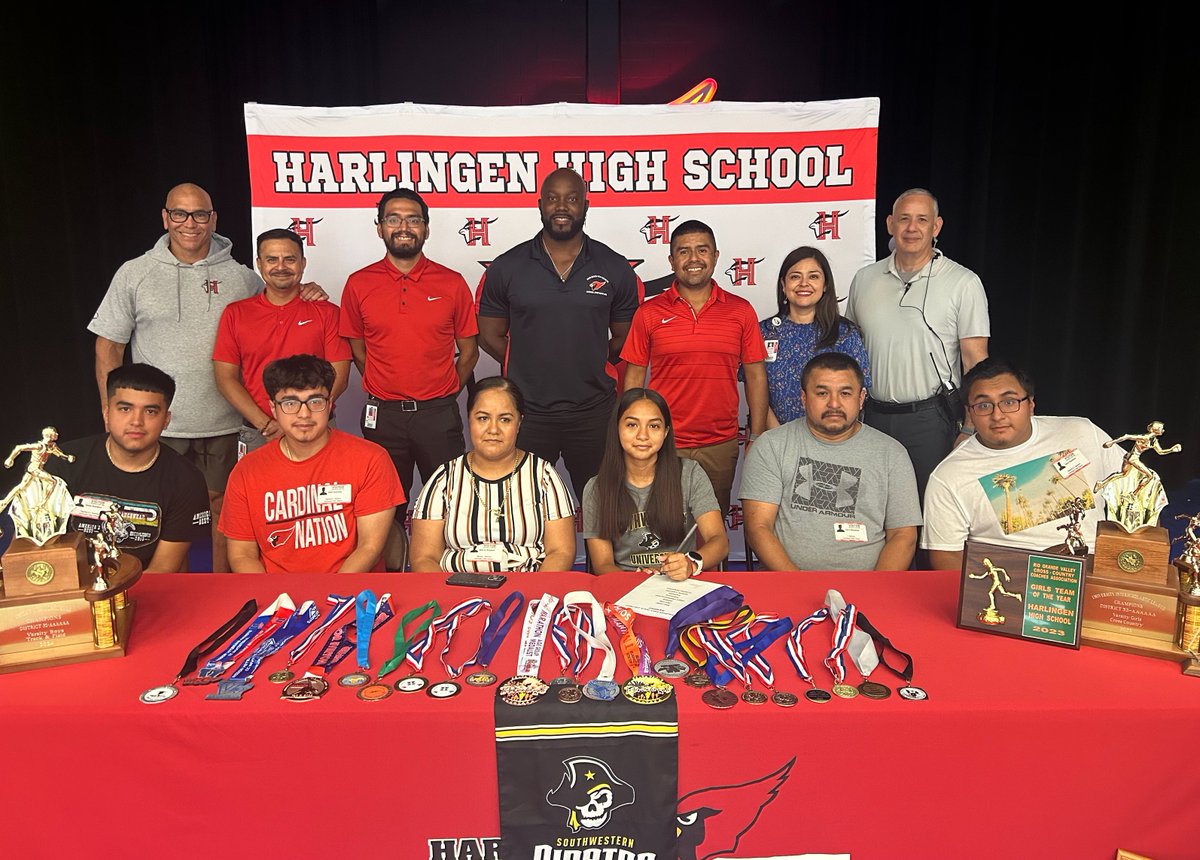 Big Congratulations to Harlingen High School student-athlete, Irene Ramirez, who just signed her letter of intent for the Southwestern University track and cross country team! We wish you all the best for next year!