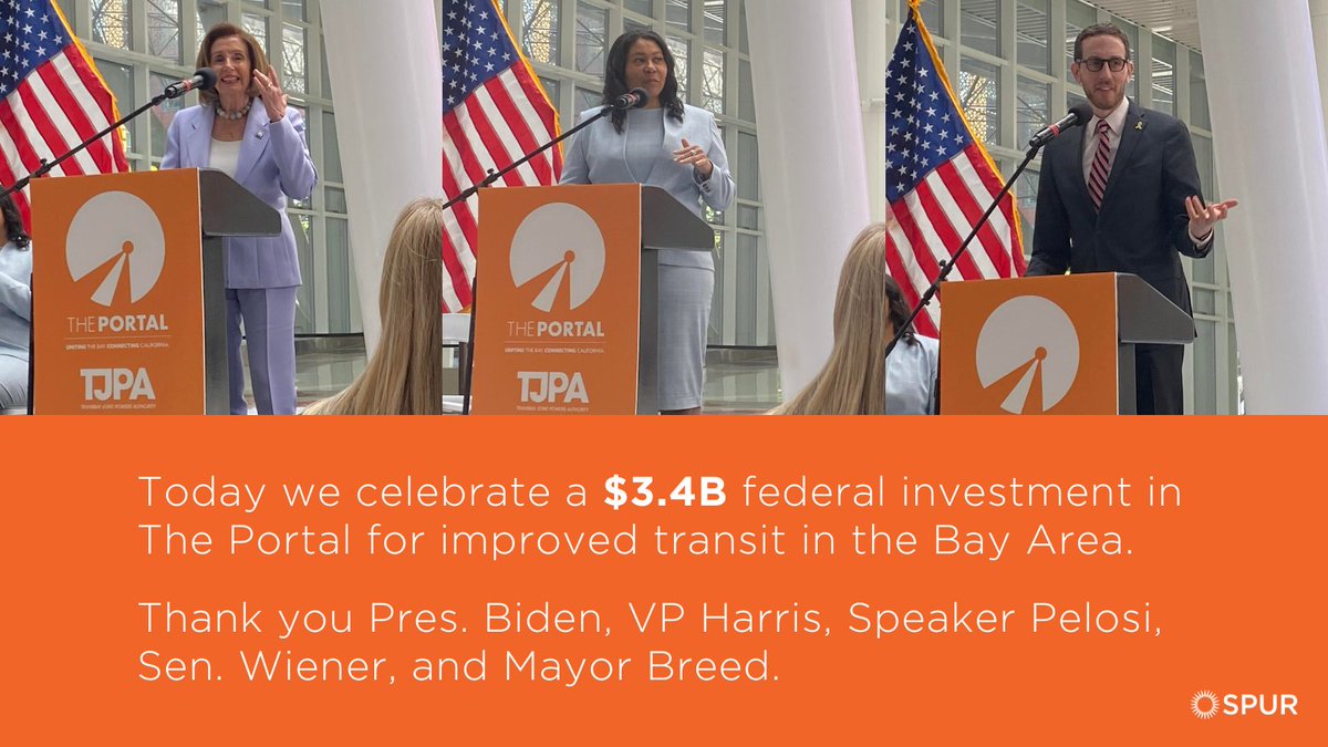 Celebrating the nation’s $3.4B investment in The Portal—because the Bay Area deserves excellent transit. There is still much work to ensure transit has the operating funds it needs, but today we are hopeful. Thank you @POTUS, @VP, @SpeakerPelosi, @Scott_Wiener, and @LondonBreed.