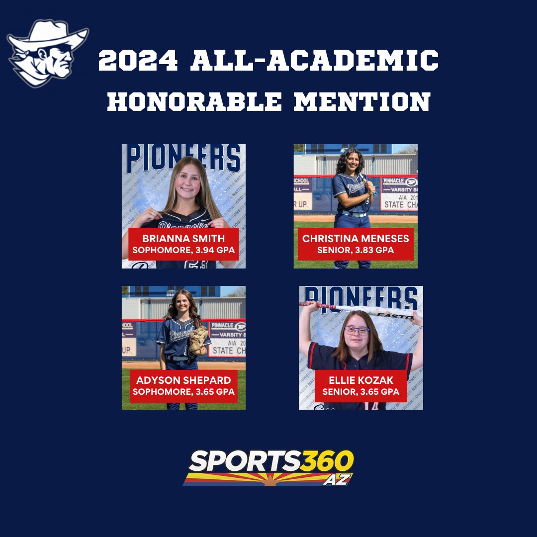 Congratulations to these incredible student-athletes for making the Sports360AZ 2024 All-Academic Softball First Team and receiving an Honorable Mention for 5A-6A! We are immensely proud of your dedication and hard work both in the classroom and on the field!