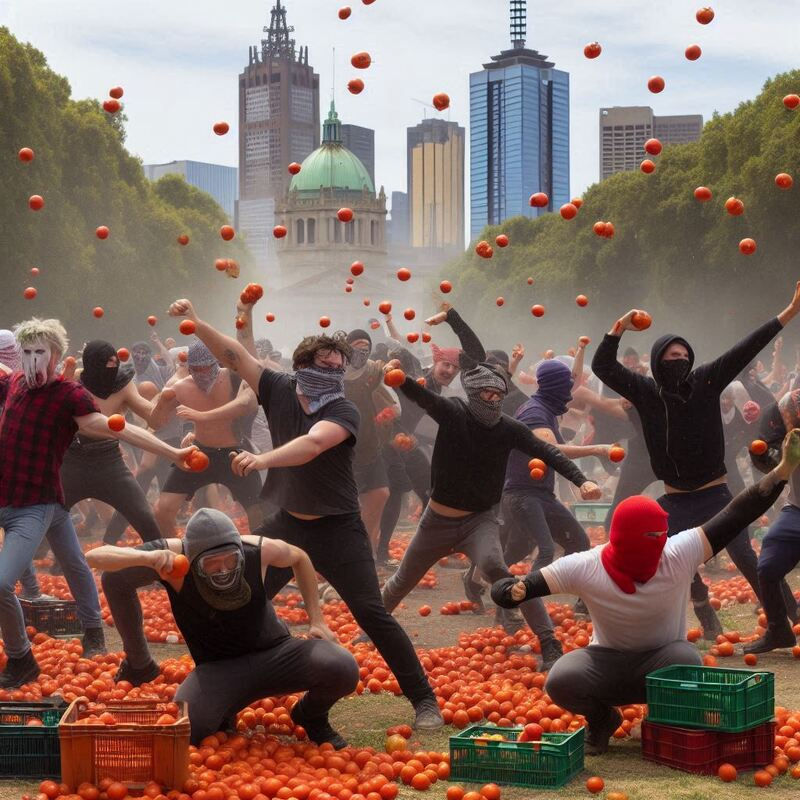BecariosRacing's tweet photo. BREAKING NEWS
El #AusRB vuelve a ser pospuesto debido a que la guerra de tomates se intensificó en Melbourne. Se evalúa tomar medidas severas contra el gobierno de Australia. https://t.co/nBOESFmX2e