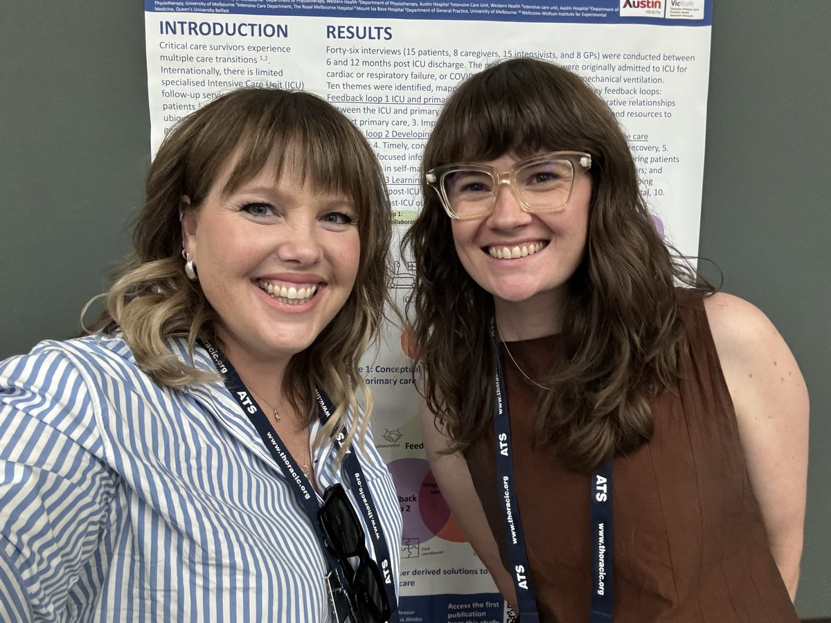 A/Prof Kimberley Haines (@haineskimberley) on Twitter photo Congrats <a href="/NinaLeggett/">Nina Leggett</a> on your excellent qualitative research investigating solutions to reduce care fragmentation between ICU & primary care #ATS2024
Preceding work here:
thorax.bmj.com/content/78/12/…
Thanks also to the team & hospitals for study support Congrats <a href="/NinaLeggett/">Nina Leggett</a> on your excellent qualitative research investigating solutions to reduce care fragmentation between ICU & primary care #ATS2024
Preceding work here:
thorax.bmj.com/content/78/12/…
Thanks also to the team & hospitals for study support