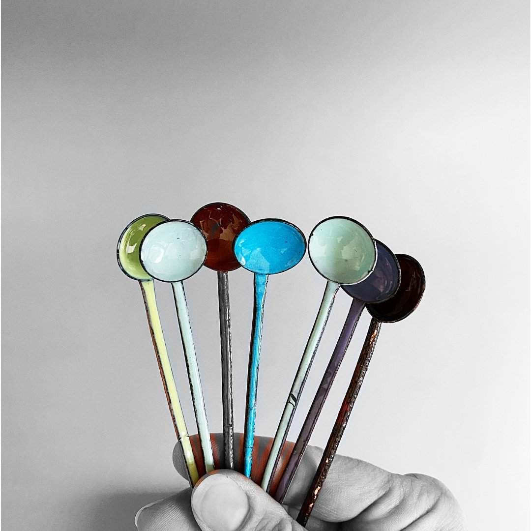 Enamel Condiment Spoons tuppu.net/5d71257a ##UKGiftHour #inbizhour #bizbubble #HandmadeHour #MHHSBD #shopsmall #giftideas #UKHashtags #Enamel