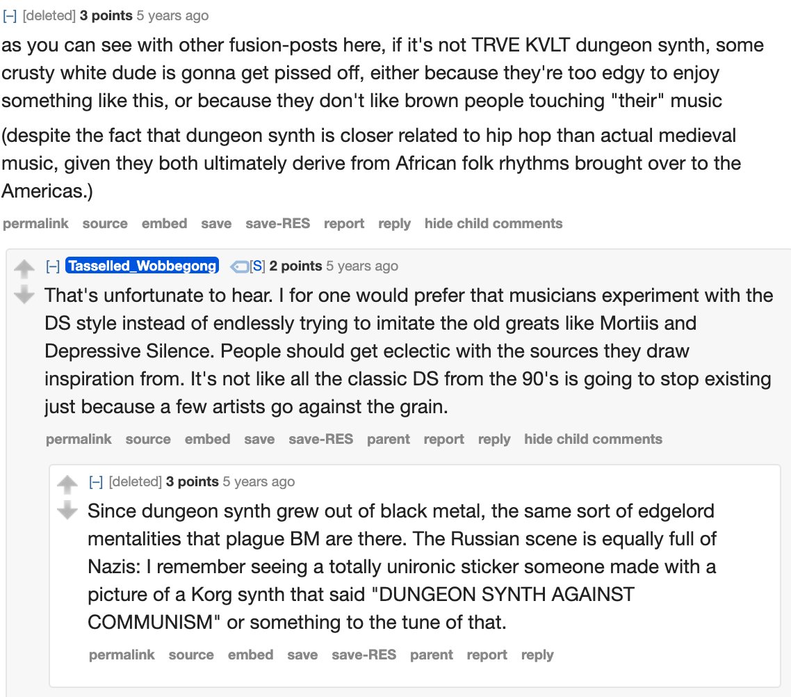 dudes on reddit do NOT fuck around about dungeon synth discourse