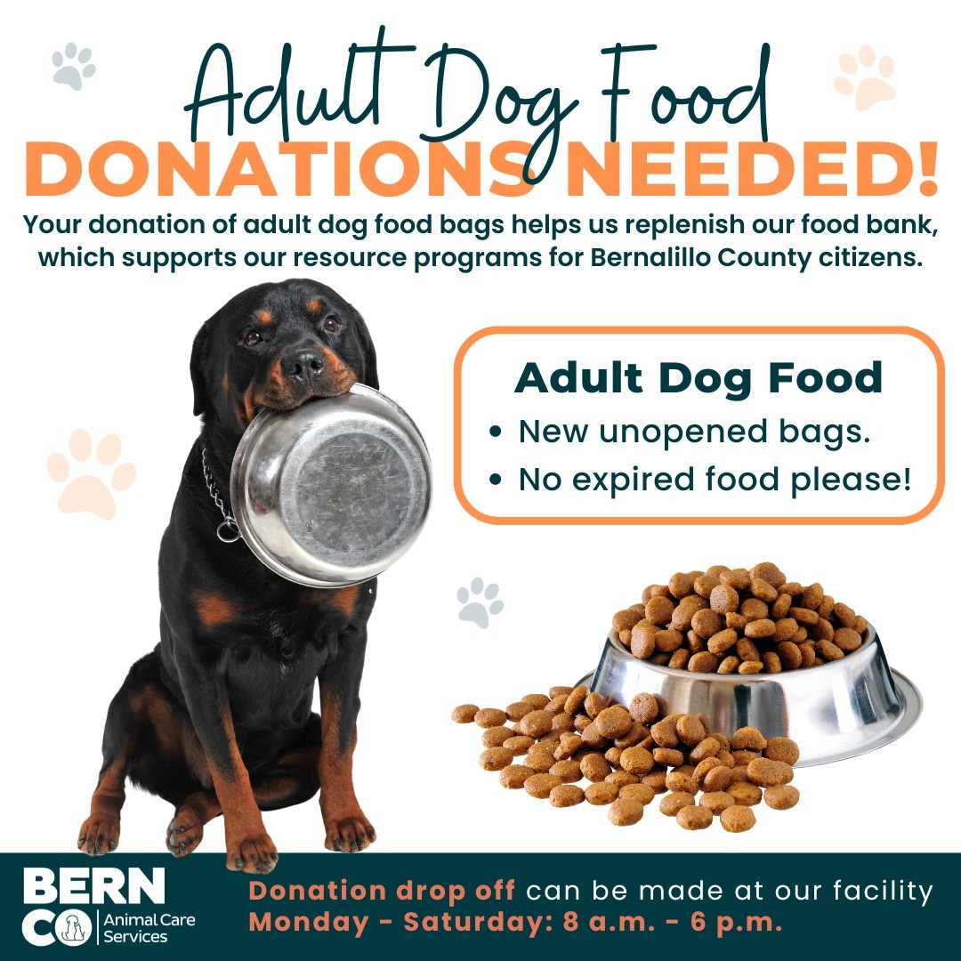 📣 𝗗𝗢𝗡𝗔𝗧𝗜𝗢𝗡𝗦 𝗡𝗘𝗘𝗗𝗘𝗗! Our pet food bank is running low on adult dog food. Your donation of adult dog food helps us replenish and continue to support our resource programs.

📍 Donations can be dropped off at our facility 𝗠𝗼𝗻 – 𝗦𝗮𝘁: 𝟴 𝗔.𝗠. – 𝟲 𝗣.𝗠.