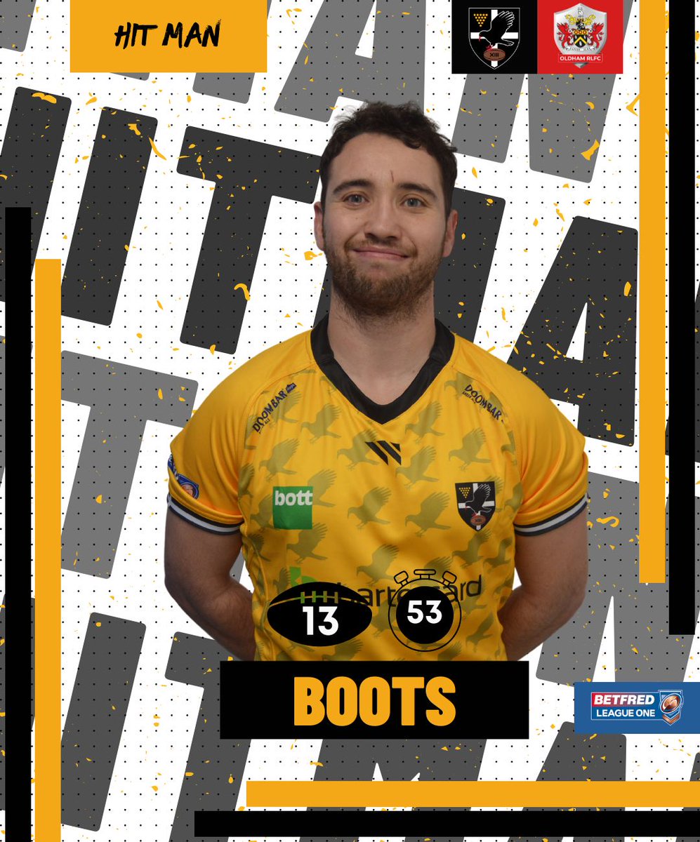 𝗛𝗜𝗧 𝗠𝗔𝗡 👊 👏 Big minutes and big carries from the returning Harry Boots against @roughyeds on Sunday. ⏰ 53 minutes 💪 13 carries 🖤💛 #Kernowkynsa #RugbyLeague