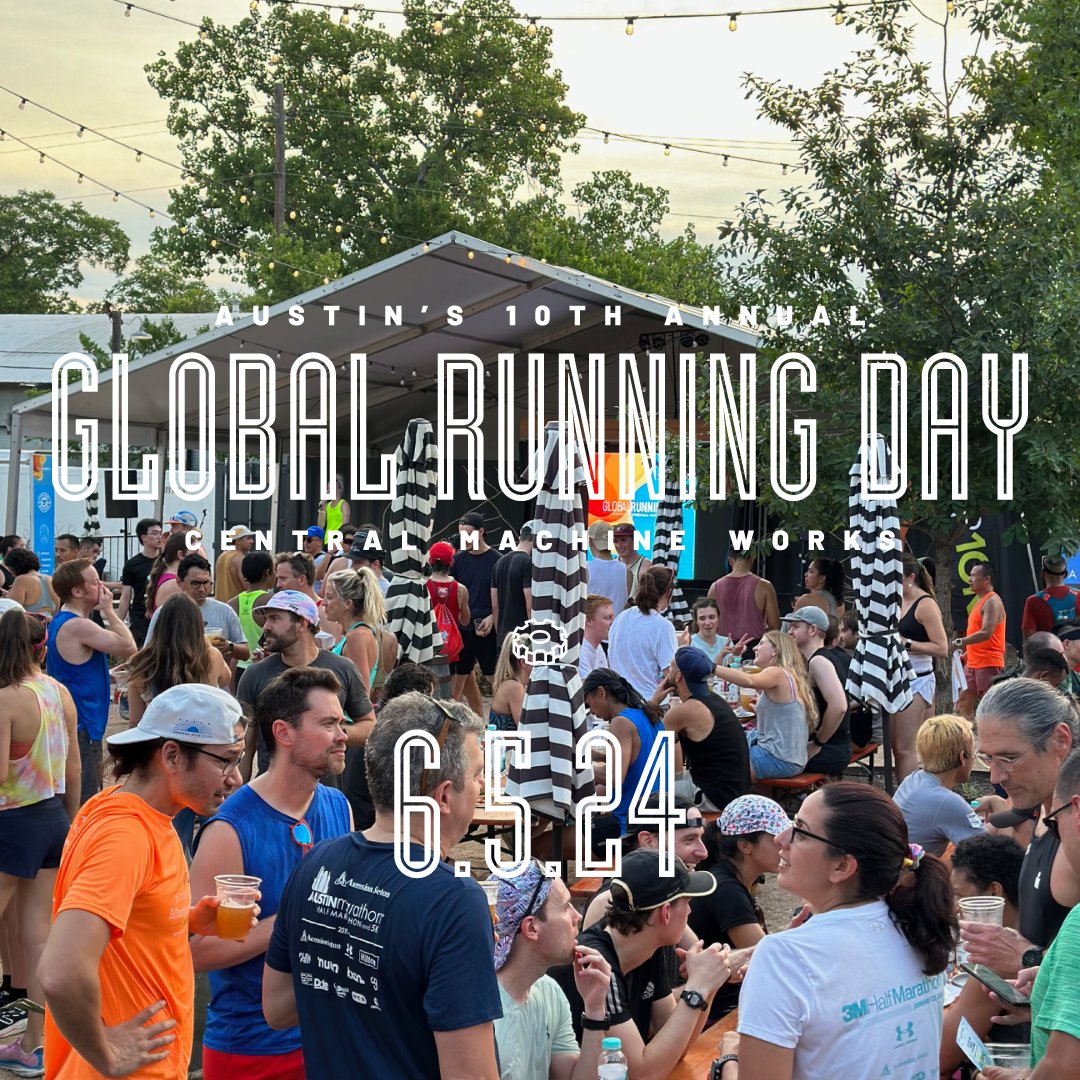 Austin’s 10th Annual Global 🌎 Running Day community social run 🏃‍♀️ is Wednesday, June 5, 2024, at Central Machine Works. We have a great event 🍺 planned. Join us for a free run on the east side with food &amp; drink specials and samples from DripDrop, RAW Fuel and PWR LIFT.