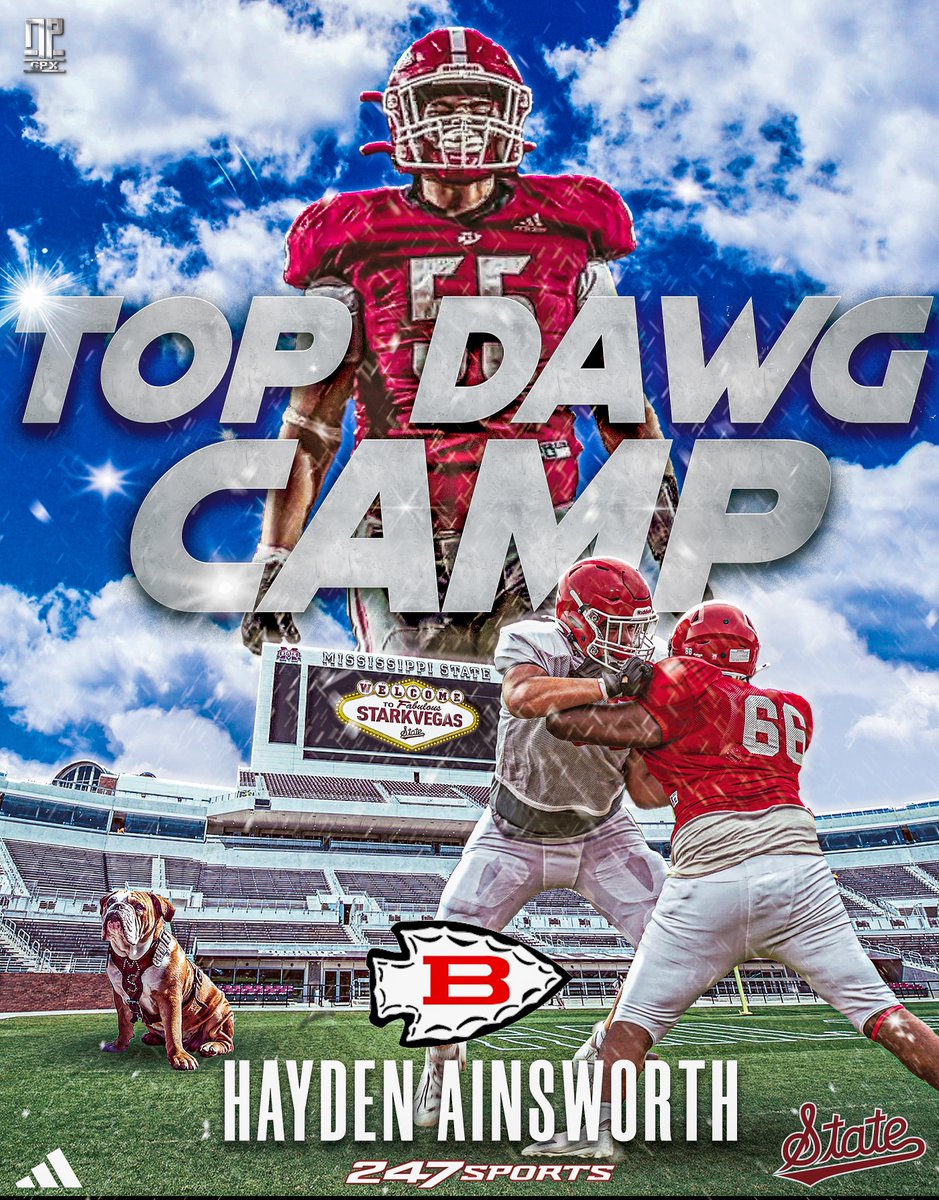 Hayden Ainsworth (@Hayden_A_LT) was recently invited to Top Dawg Camp at Mississippi State on May 30. The class of 2027 offensive tackle from Biloxi High School (Biloxi, MS) is drawing interest from multiple division 1 programs across the southeast. 6 foot 5 and 275lbs gets