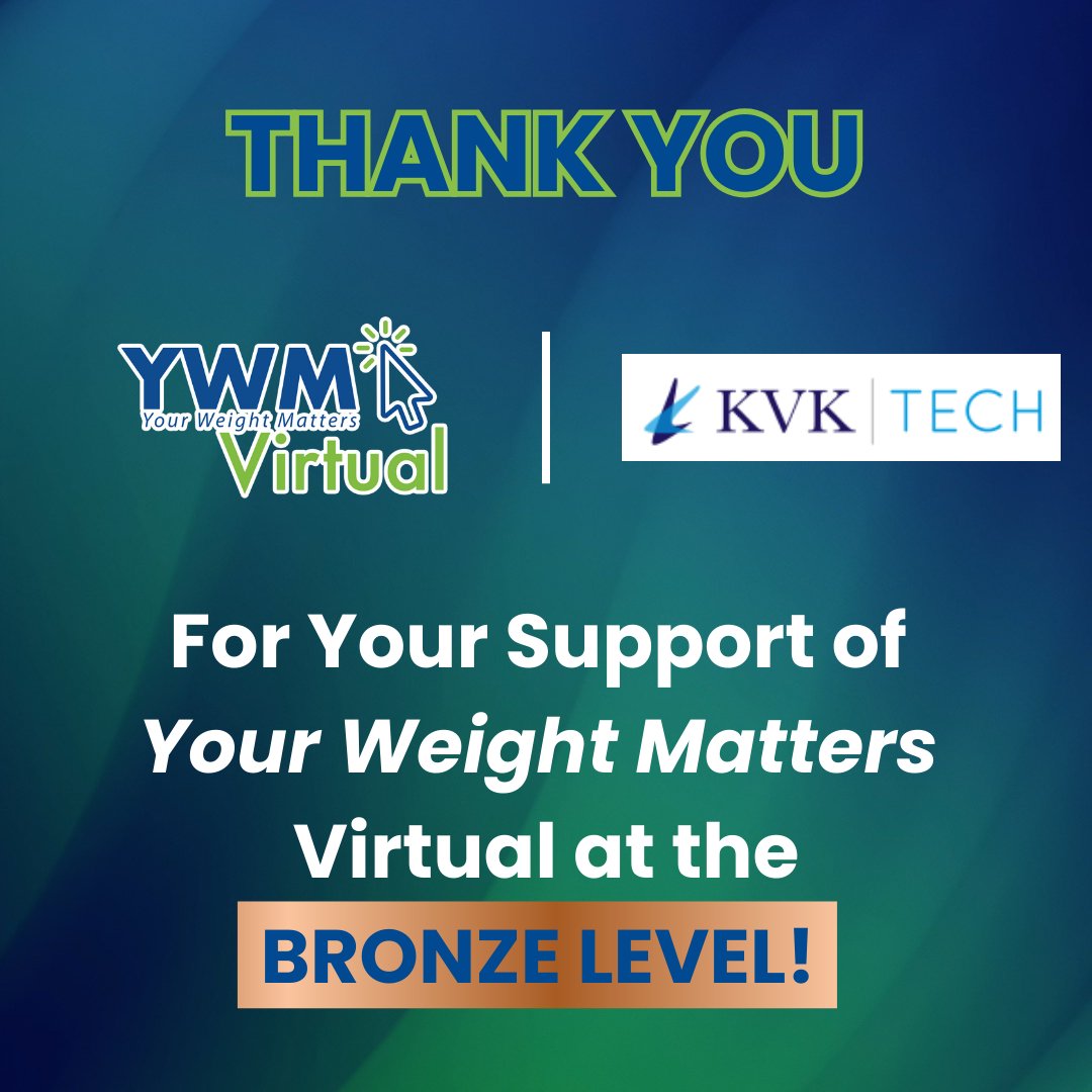 Thank you to our sponsor, KVK TECH, for sponsoring Your Weight Matters Virtual at the BRONZE level!