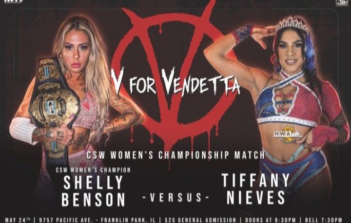 Friday at #VforVendetta Chicago's Only Cowgirl 🤠 & The Champ @thebombshelly 💣🐚 🆚 👑✨️ La Princesa @TiffanyNieves_ Gonna be sooo GOOOOOD!!! 📸 @ChiStyleW