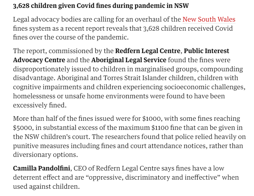 Heavy fines cannot be paid by children. Imposing fines on children worsens their disadvantage and criminalises them. More here: rlc.org.au/news-and-media…