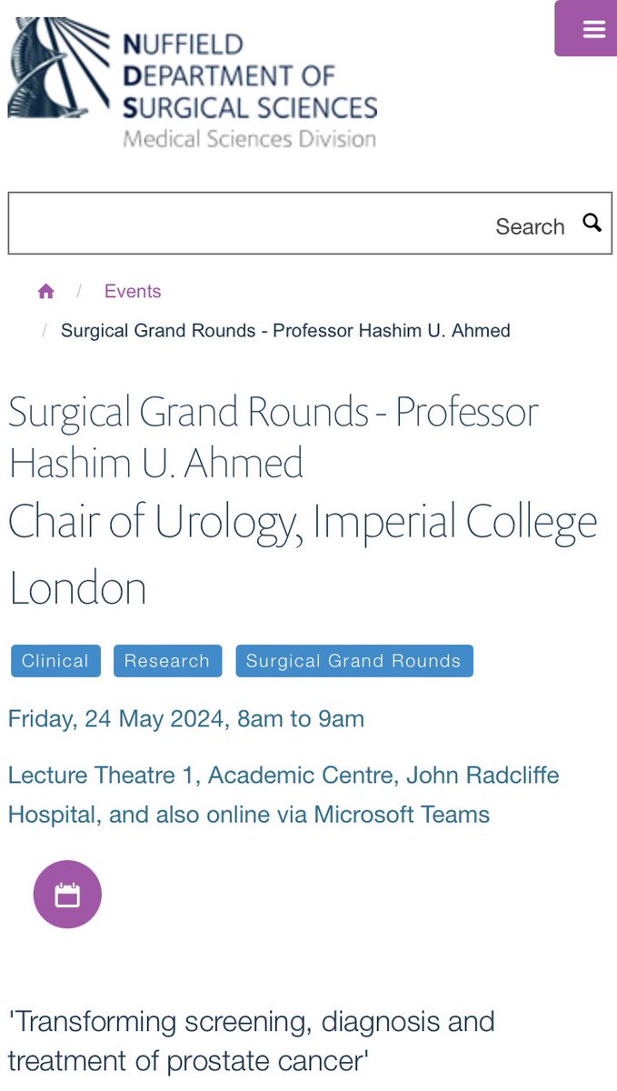 So looking forward to visiting Nuffield Department of Surgical Sciences Invited to present at the famous Friday morning Surgery Grand Round nds.ox.ac.uk/events/surgica… @NDSurgicalSci @LambAlastair @LabBryant @MarkarSheraz @AshokHandaOx @IP_London @ImperialSandC @imperialurology