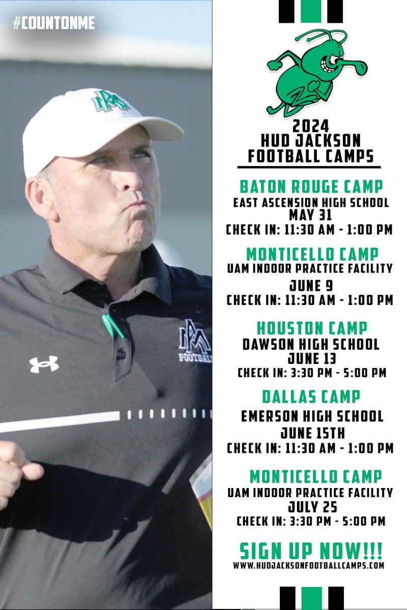CoachPruitt_DC3's tweet photo. Come compete this summer! Come to a camp near you!

https://t.co/ScqbGaMdt2

May 31 - East Ascension (Gonzales, LA)

June 9 - UAM Campus (Monticello, AR)

June 13 - Dawson HS (Pearland,TX)

June 15 - Emerson HS (McKinney, TX)

July 25 - UAM Campus (Monticello, AR) https://t.co/ERUc1xOFOq
