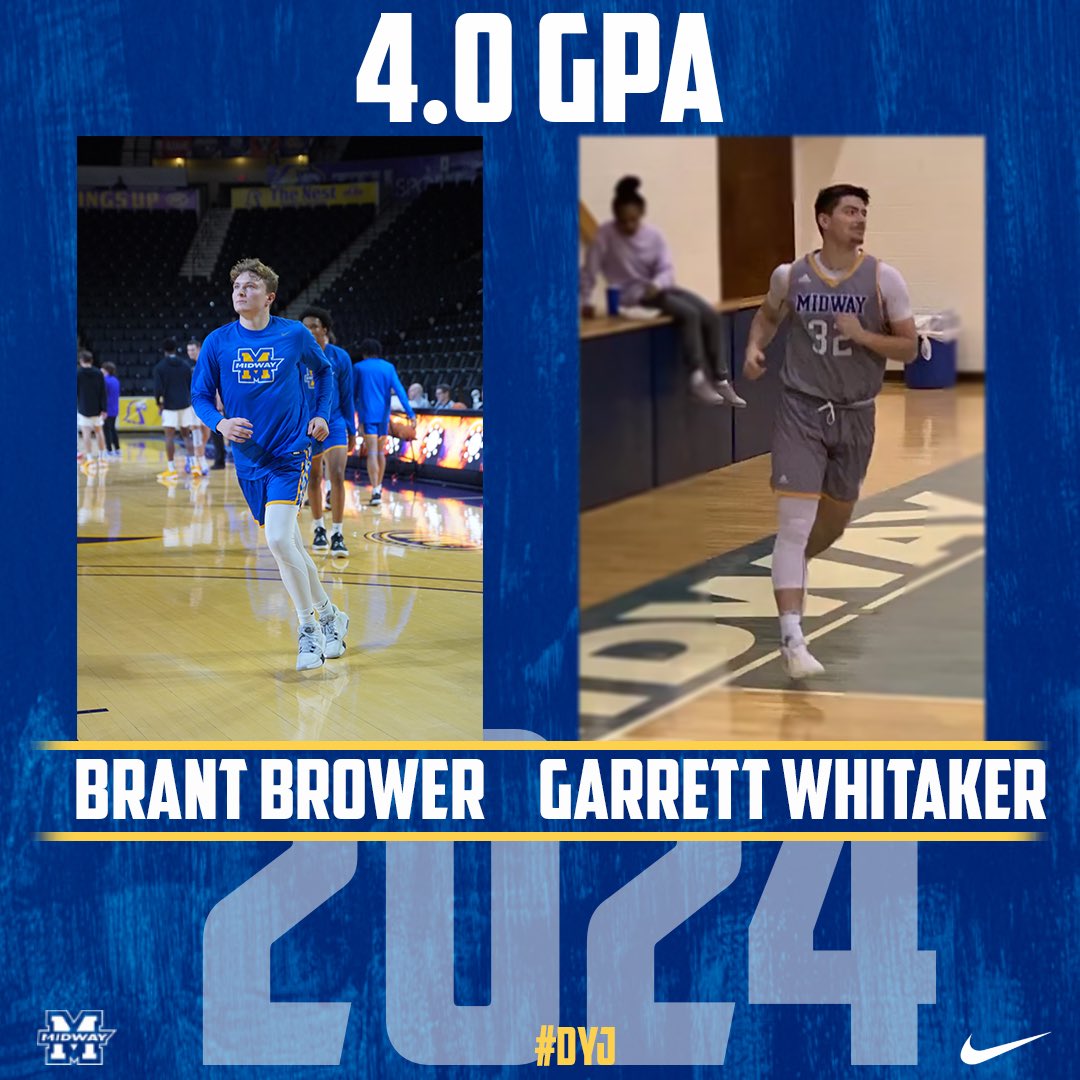 Midway University Men’s Basketball (@midwayu_mbb) on Twitter photo Our first Midway Monday❗️Highlighting current and previous Eagles, we want to 🗣️ on all our guys that performed well on the court and in the classroom 📖 with a special S/O to <a href="/brantbrower10/">brant brower</a> <a href="/gwhit2332/">Garrett Whitaker</a> with 4.0s this semester 🏀🦅 #DYJ #FOE Our first Midway Monday❗️Highlighting current and previous Eagles, we want to 🗣️ on all our guys that performed well on the court and in the classroom 📖 with a special S/O to <a href="/brantbrower10/">brant brower</a> <a href="/gwhit2332/">Garrett Whitaker</a> with 4.0s this semester 🏀🦅 #DYJ #FOE