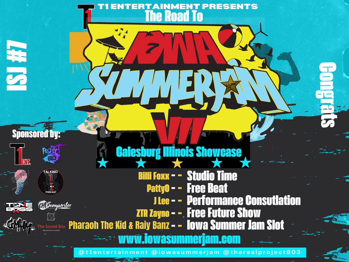 Iowa Summer Jam (@iowasummerjam) on Twitter photo Congrats to the artist in the Road to ISJ7 - Galesburg <a href="/RaiyBanz/">Raiy Banz™</a> <a href="/ztrzayno/">Myles</a> <a href="/PharaohTheKid99/">Freeman shoemaker</a> <a href="/BilliFoxx/">Billi Foxx</a> Congrats to the artist in the Road to ISJ7 - Galesburg <a href="/RaiyBanz/">Raiy Banz™</a> <a href="/ztrzayno/">Myles</a> <a href="/PharaohTheKid99/">Freeman shoemaker</a> <a href="/BilliFoxx/">Billi Foxx</a>