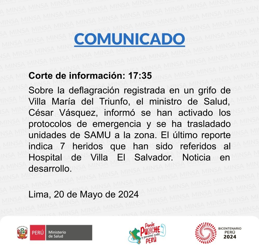 🔴 #COMUNICADO | El Ministerio de Salud informa lo siguiente: