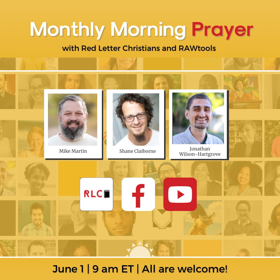 Kickstart the month of June by joining us for Monthly Morning Prayer with our partners and friends Mike Martin and the @RAWtools crew! 1 June at 9 AM ET! 🔥 Register to join us on Zoom: us02web.zoom.us/meeting/regist… @ShaneClaiborne @wilsonhartgrove