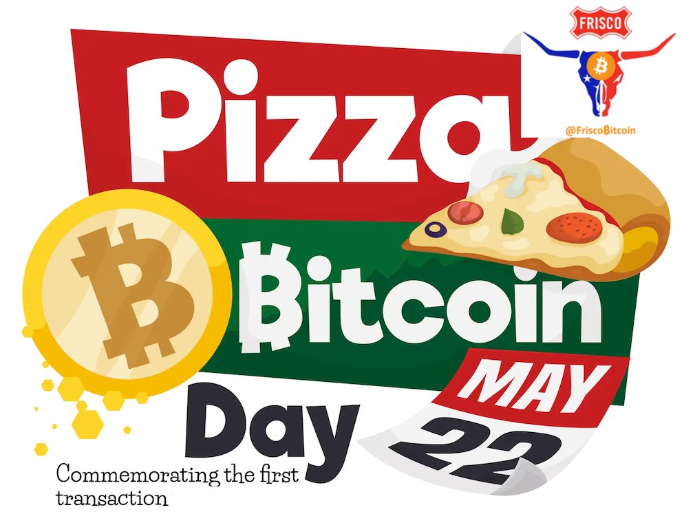 ⚡️This Wednesday 5/22 is #Bitcoin Pizza Day!  🍕
To commemorate this, we will have some pizza together.  🍕🍕  #BitcoinPizzaDay

⚡️Frisco #Bitcoin Orange-Pill meetup #123 ⚡️
When?  Wednesday (5/22) @ 6PM 
Where?  Hideaway Pizza (5410 State Hwy 121, Plano).

Hope to see y’all!