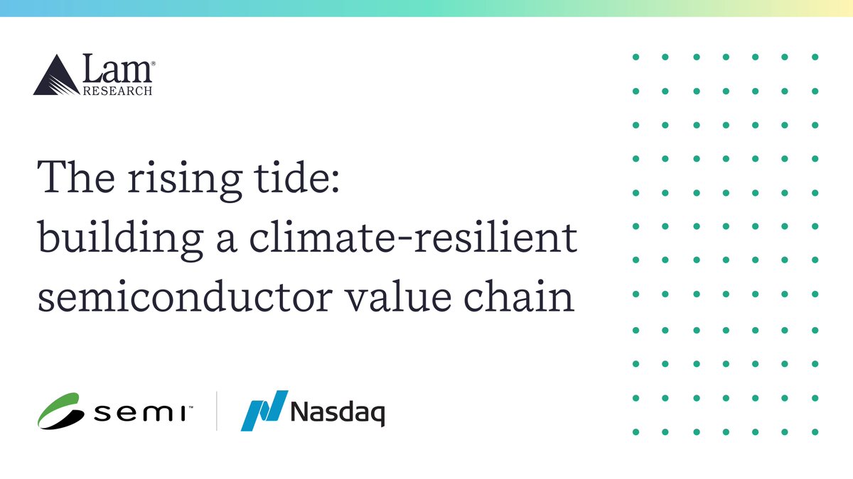 With growing climate-related risks around the semiconductor value chain, a recent report co-authored by @LamResearch Director of ESG Jami Haaning uncovers #semiconductors' critical role in ensuring a sustainable future. Learn more. bit.ly/44NhS76 #LifeAtLam