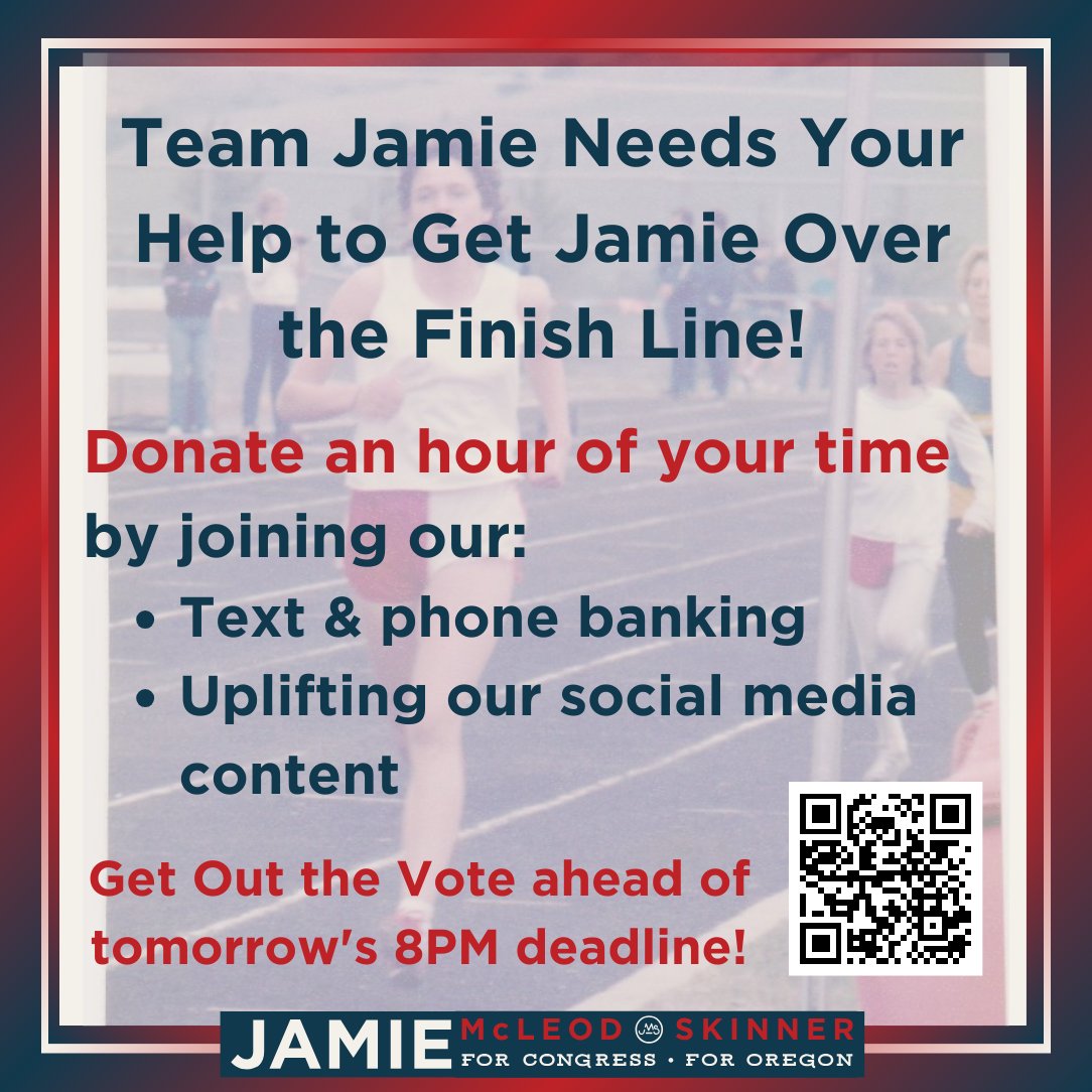 Help get us over the finish line!

#OR05 #JamieForOregon